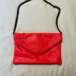 J. Crew Hot Pink Envelope Clutch with Chain Strap